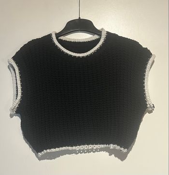 Pull sans manches court noir et blanc – Taille unique