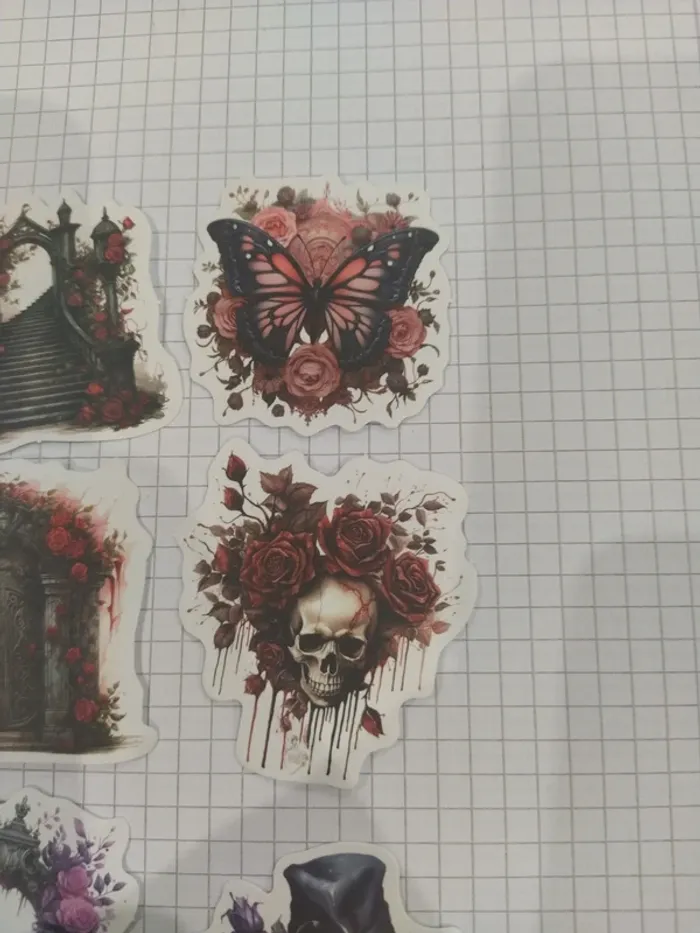 Lot d'autocollants thème roses gothique (lot B) - photo numéro 3