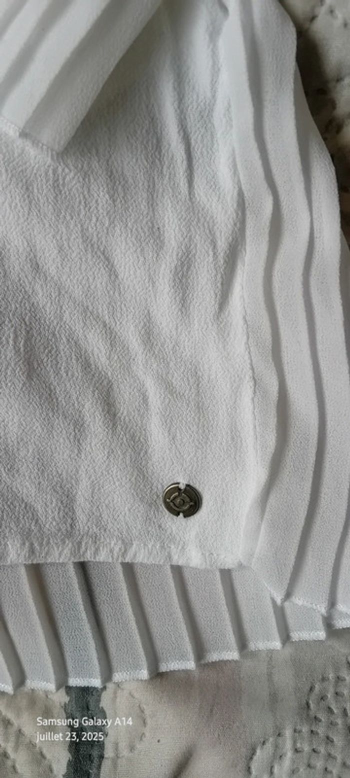 Blouse légère manches pagodes 3/4 avec plis et dentelle blanche femme S bonibo - photo numéro 9