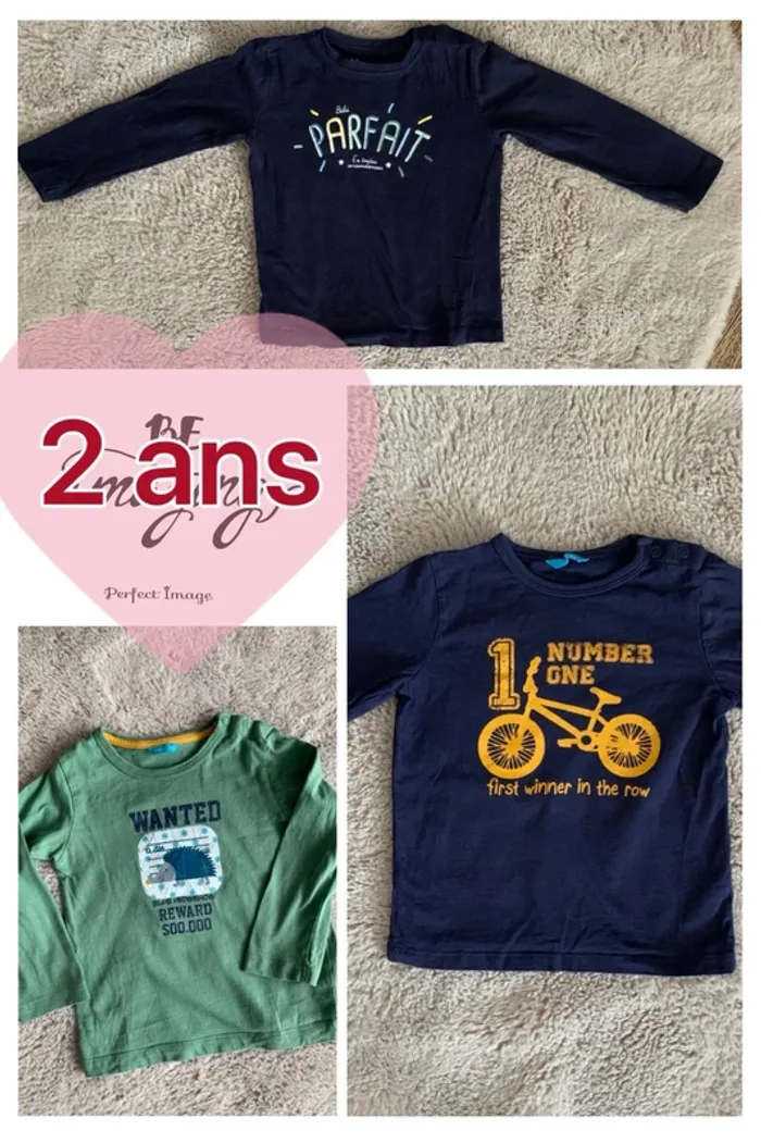 Lot 3 teeshirt longues manches 2 ans
