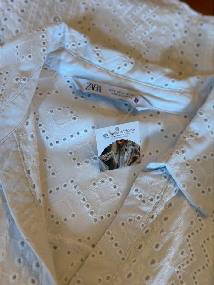 Chemise brodée ajourée blanche – Zara – Taille L - photo numéro 7