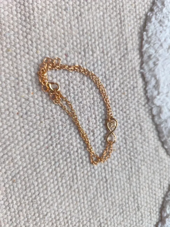 Bracelet double chaîne – Infini & petit cœur - photo numéro 2