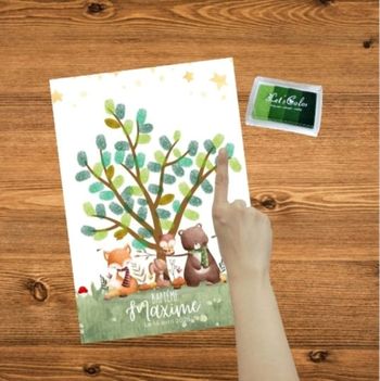 Affiche arbre à empreintes /Arbre de vie pour anniversaire, baby shower ou baptême enfant