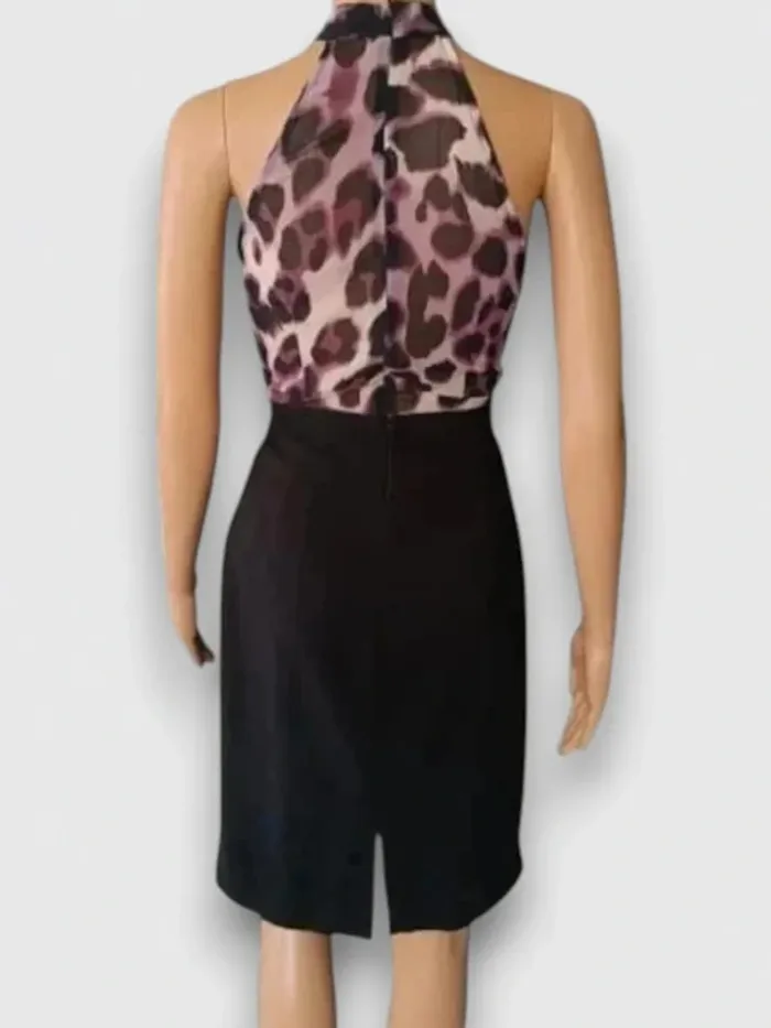 robe midi Manigance noir et violet à motifs épaules dénudées taille M - photo numéro 6