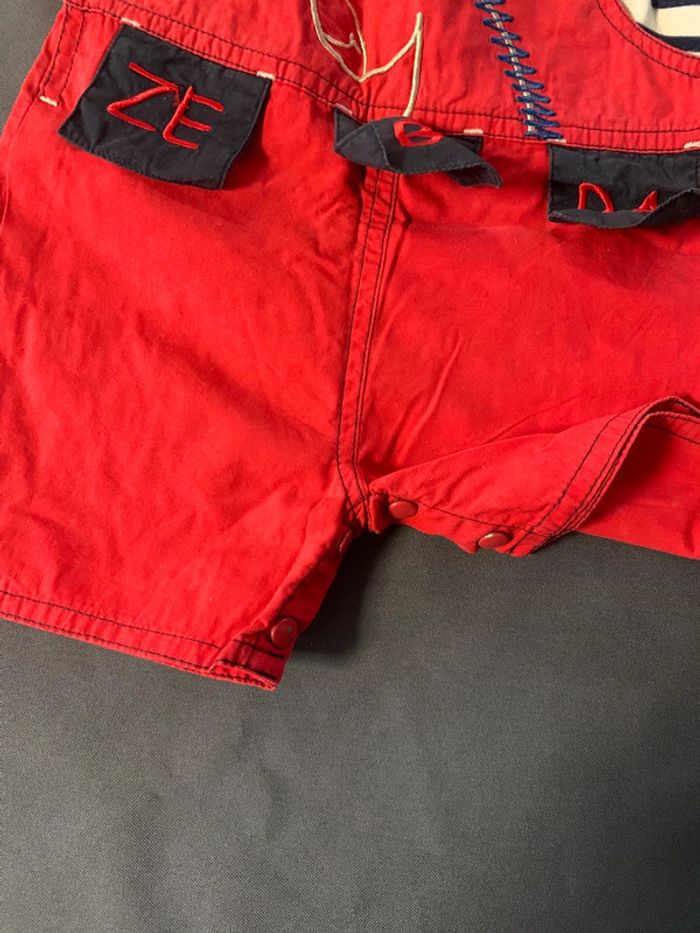 Ensemble Zébra salopette rouge et maillot zébré 1 mois - photo numéro 2