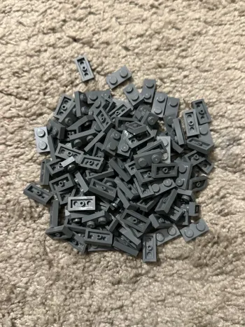 100 Plate Lego 1x2 ref 3023 Dark Bluish Gray