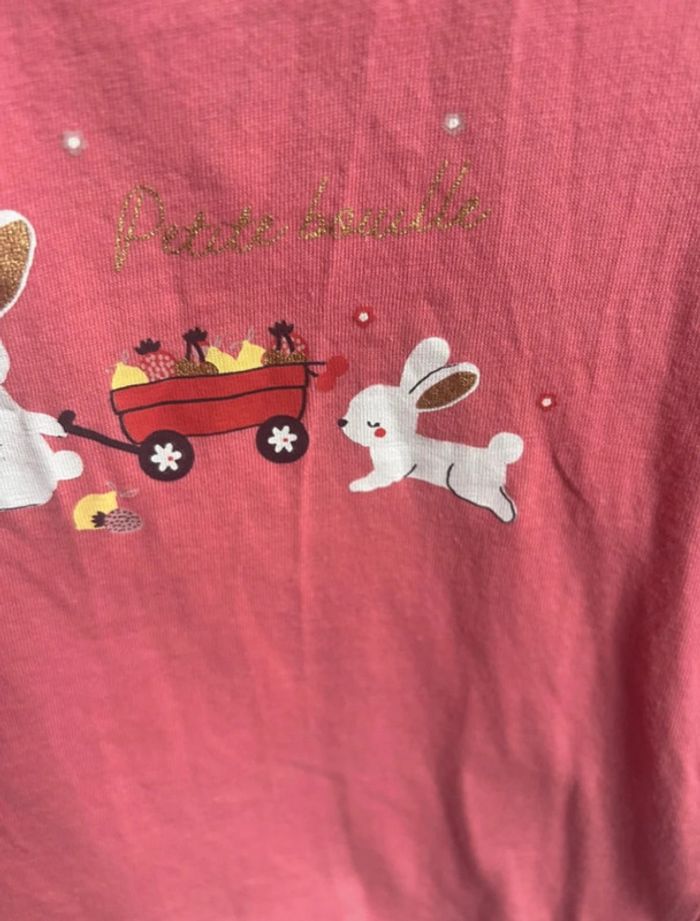 🐰 T-shirt manches courtes Corail – Mes Petits Cailloux | 9 mois | Très bon état - photo numéro 3