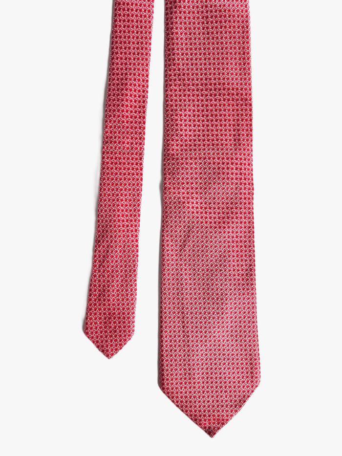 Cravate Altea Milano – 100% Soie – Micro-motifs Rouges & Blancs - photo numéro 1