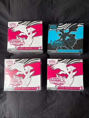 Lot Pokémon de 4 ETB 10.5 Flamme Blanche et Foudre Noire