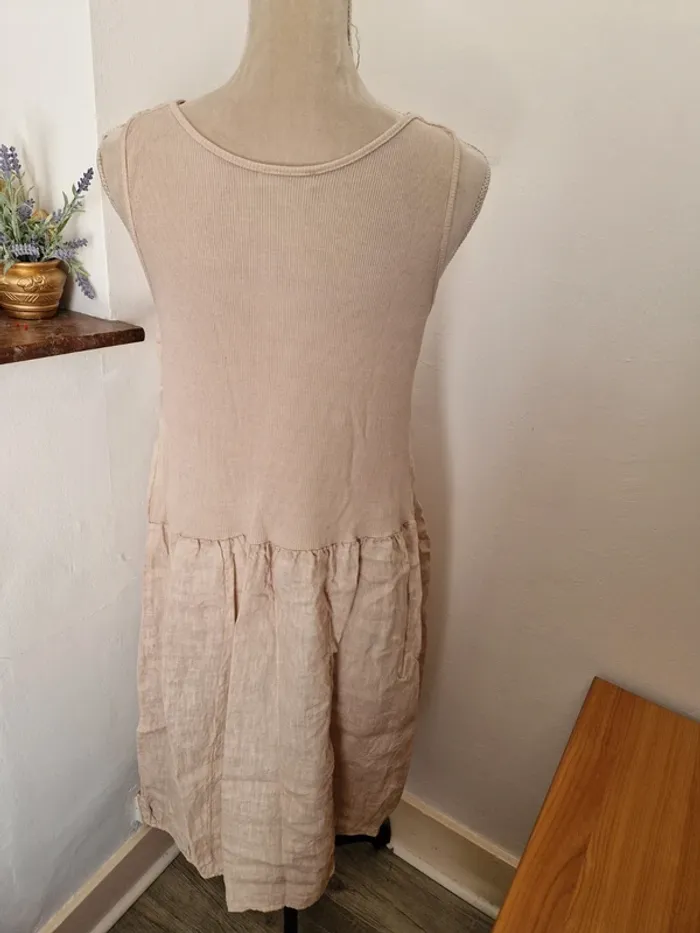 Robe en lin beige marque Malito taille L - photo numéro 2