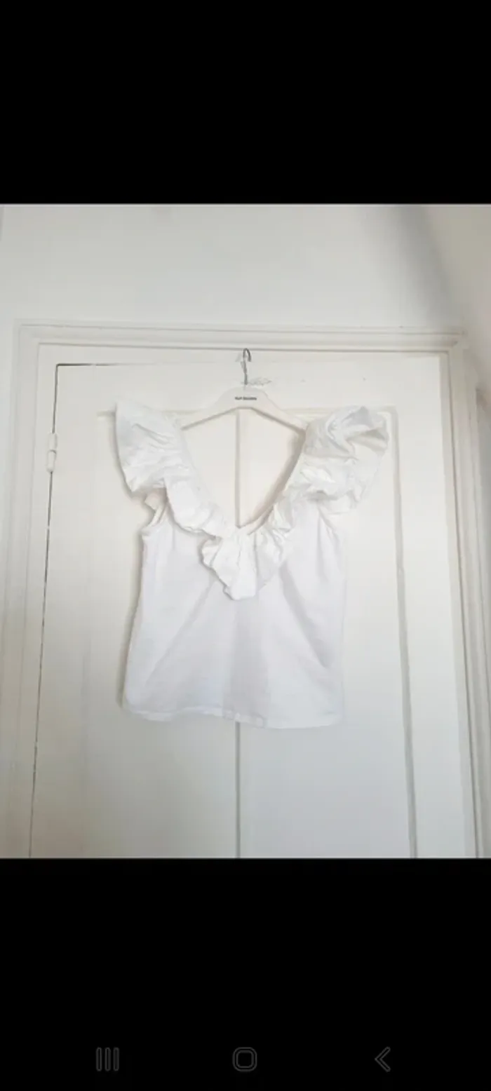 Tee-shirt blanc volant 38 h&m - photo numéro 2