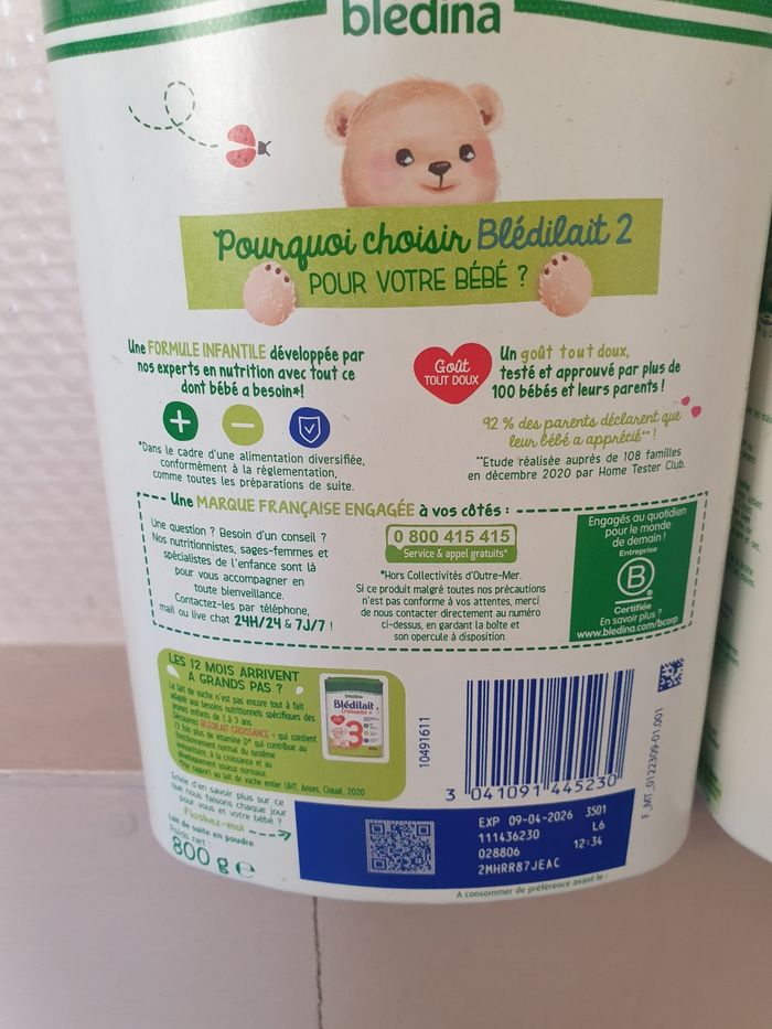 Boite de lait lot de 3 bledilait 2eme age neuve - photo numéro 3