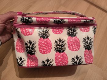 Trousse de voyage/maquillage bkanche et rose ananas