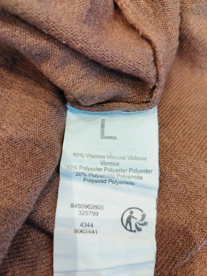 Pull col V manches longues marron - photo numéro 4
