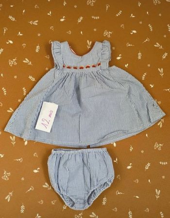 Robe + bloomer 12 mois - rayures