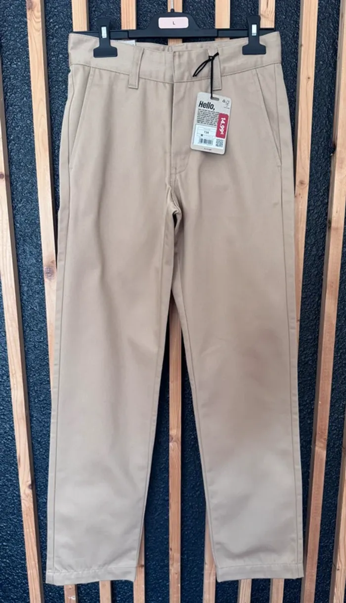 Chino BZB - Coupe Droite Classique - Beige - Taille 34 / S - Neuf avec Étiquette - Valeur 15€ - photo numéro 3
