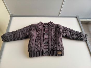 Gilet à col montant en tricot (Gris - Beige marron) 3 mois Kiabi Neuf