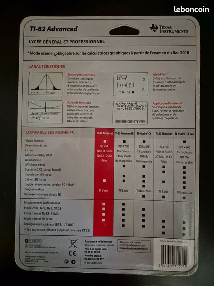 Calculatrice scientifique Texas Instruments TI-82 Advanced NEUVE - photo numéro 2