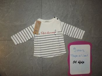tee shirt tape à l'oeil taille 9 mois neuf