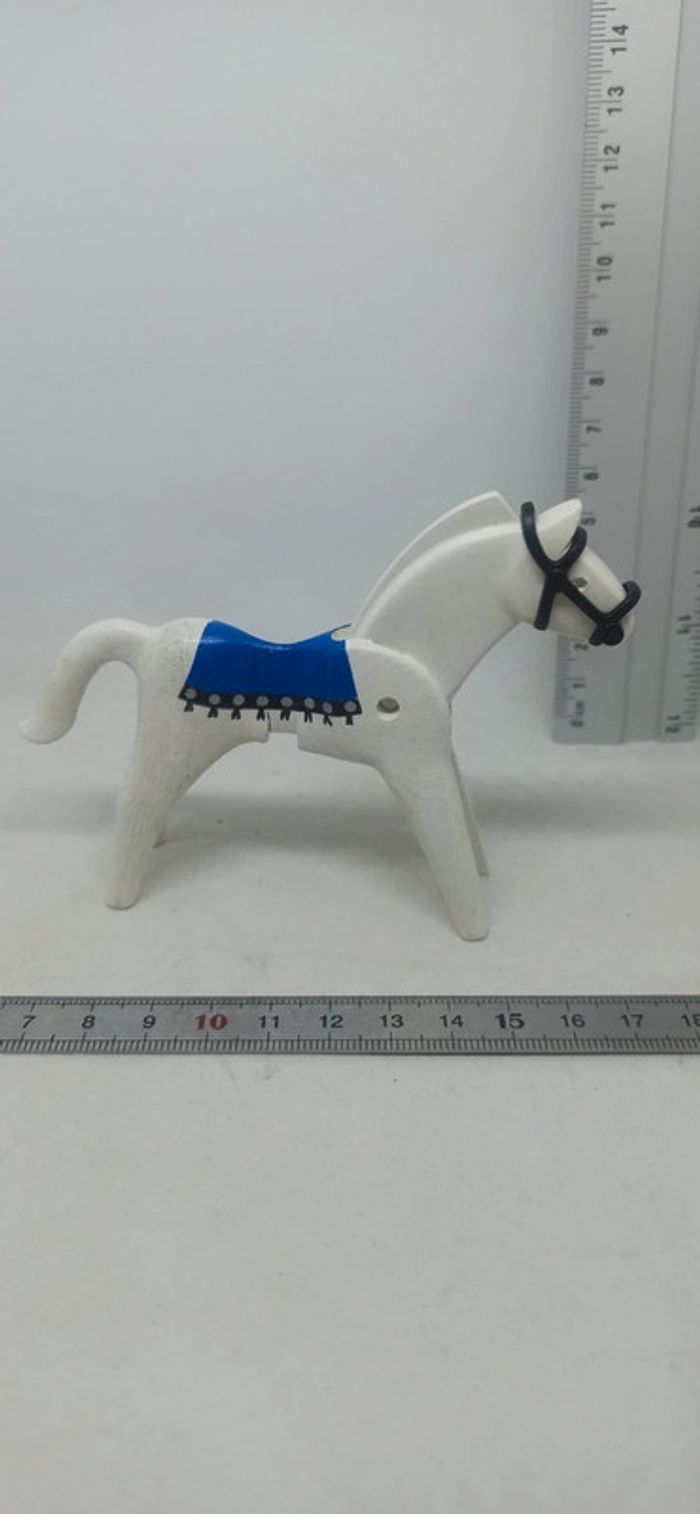 Cheval blanc et bleu vintage playmobil - photo numéro 3