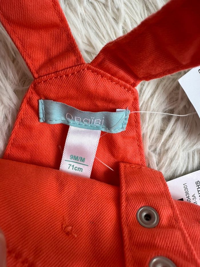Salopette courte corail Obaibi taille 9 mois - photo numéro 3