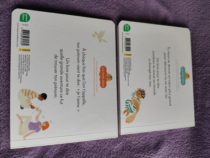 Lot de 2 livres bebe cartonnés  un prénom rien que pour toi + avec toi de marie laure Marshall série les mots doux - photo numéro 2