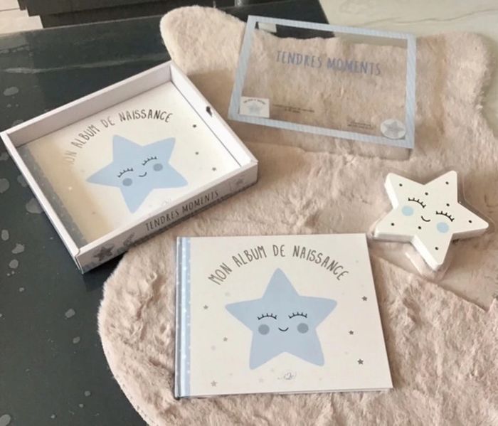 Magnifique coffret livre de naissance et veilleuse étoile en bois (0124) - photo numéro 19