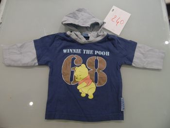 t-shirt 6 mois manche longue a capuche disney winnie l'ourson