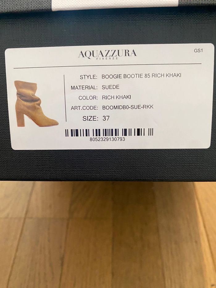 Bottines à talon en daim beige Aquazzura modèle Boogie taille 37 - photo numéro 3