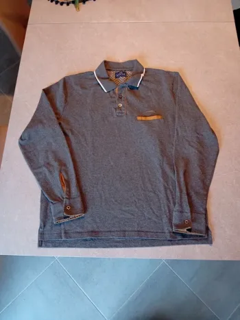 Polo longue manche gris anthracite taille L Status