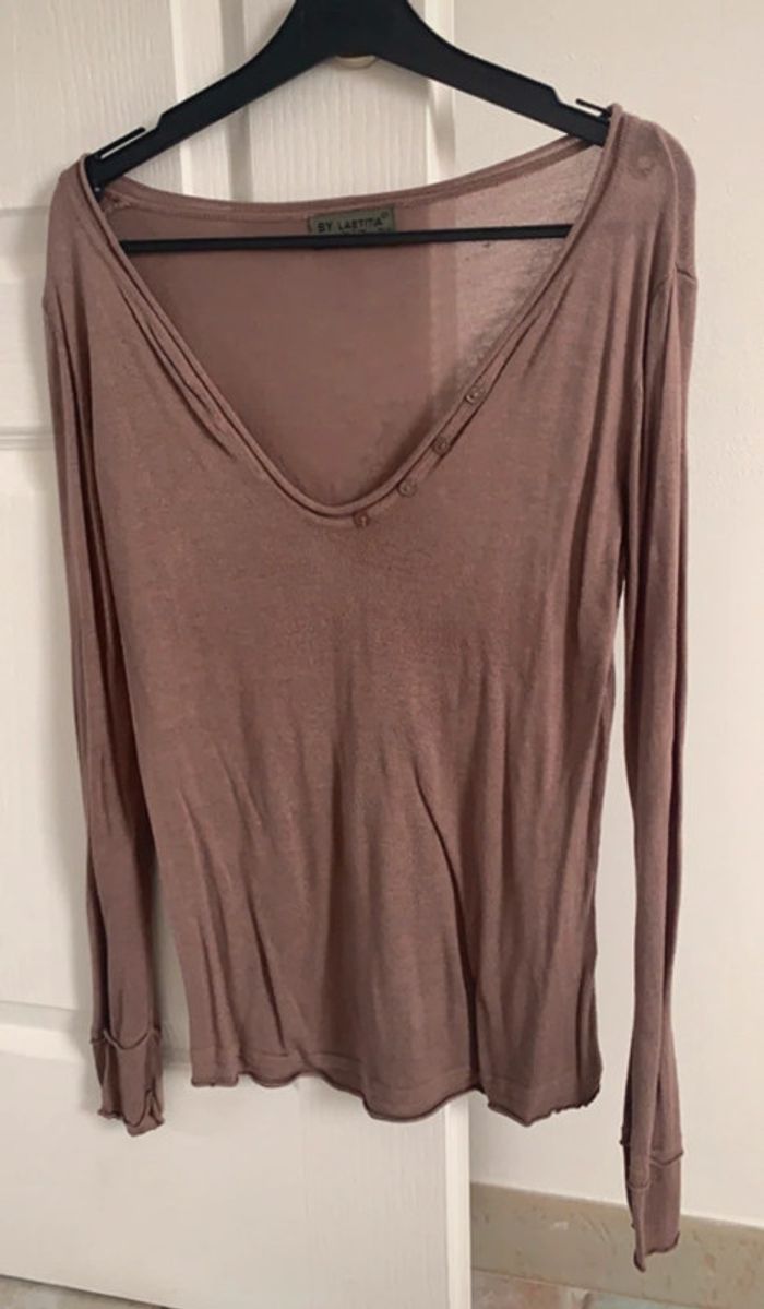 Pull maille fine taille unique taupe - photo numéro 2