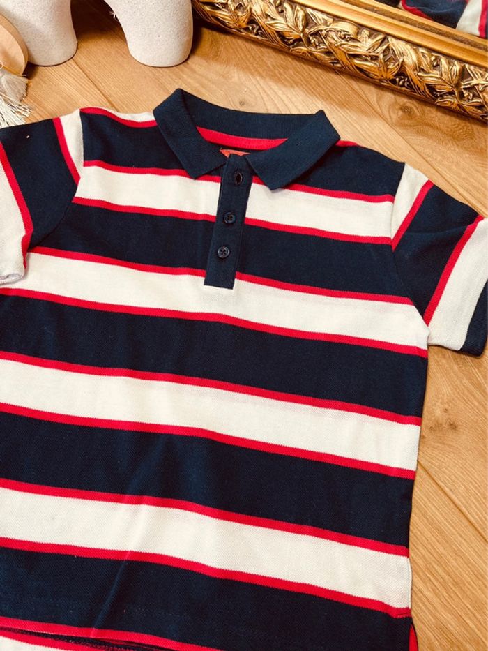Taille 6 ans ensemble 2p été garçon vertbaudet Tissaia bleu marine blanc rouge * rayures * 💙 - photo numéro 5