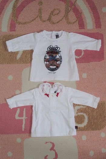 lot de 2 T-shirts manches longues - 3 mois