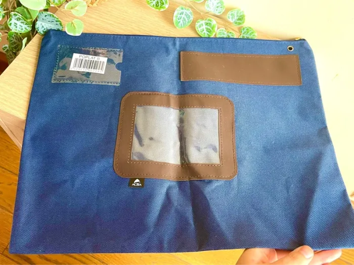 Pochette bleue vintage style poste avec fenetres plastique zip metal tres resistant - photo numéro 6