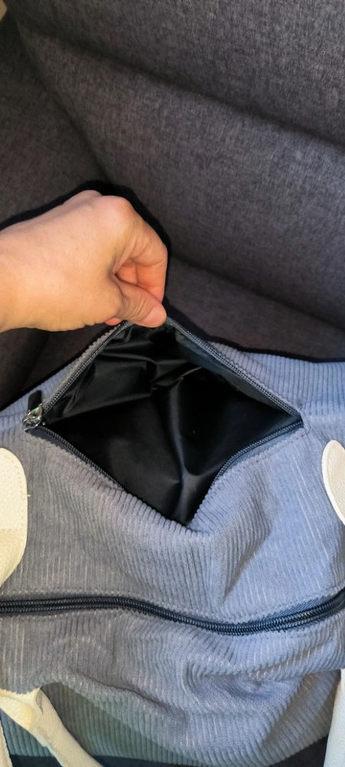 Grand Sac fourre-tout très tendance gris velour - photo numéro 9