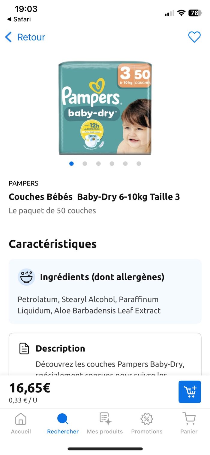 Couche Pampers Baby Dry MAXI CARTON XXL (3,4, 4+, 5+, 6,7, 8) et PREMIUM PROTECTION MAXI FORMAT (taille 3) ( je vous met en photo les prix des couches en magasins) - photo numéro 10
