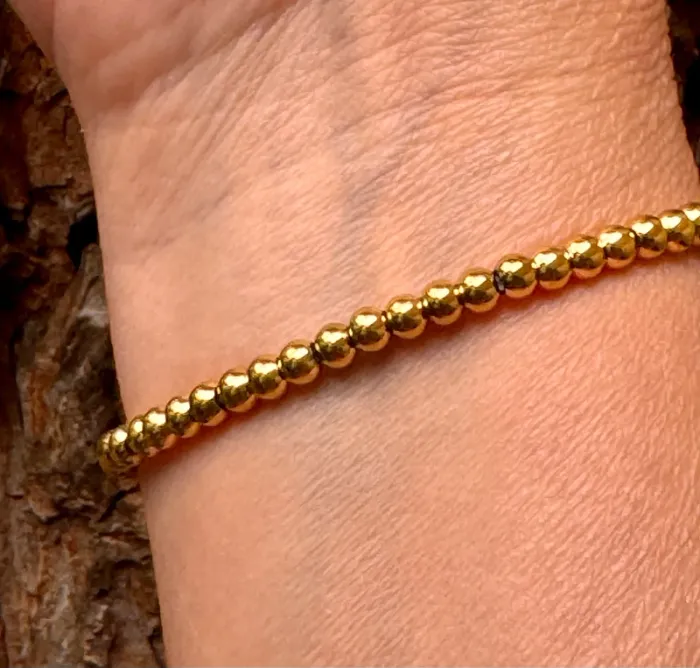 Bracelet réglable boules remplies grosse médaillevierge cristaux blanc - photo numéro 5