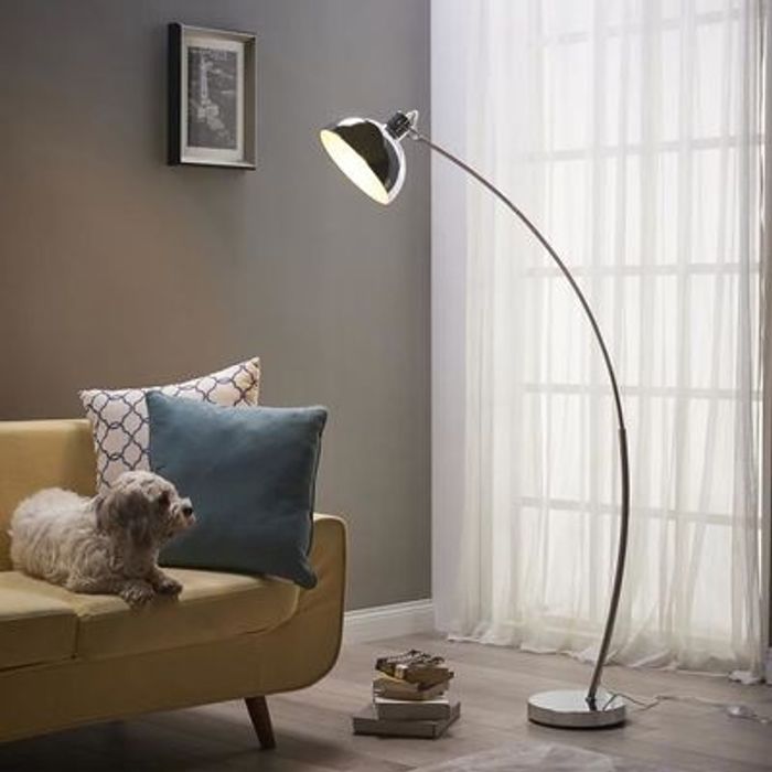 Lampadaire Arco métal arc lampe de salon sur pied arc intérieur chrome