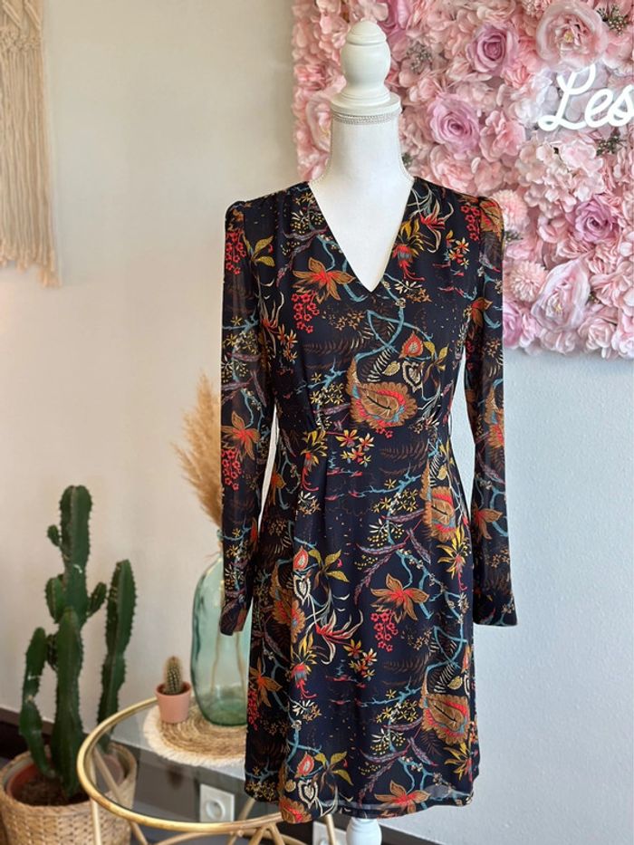 Robe fluide à motifs floraux et feuillages, taille 36 - See U Soon - photo numéro 3