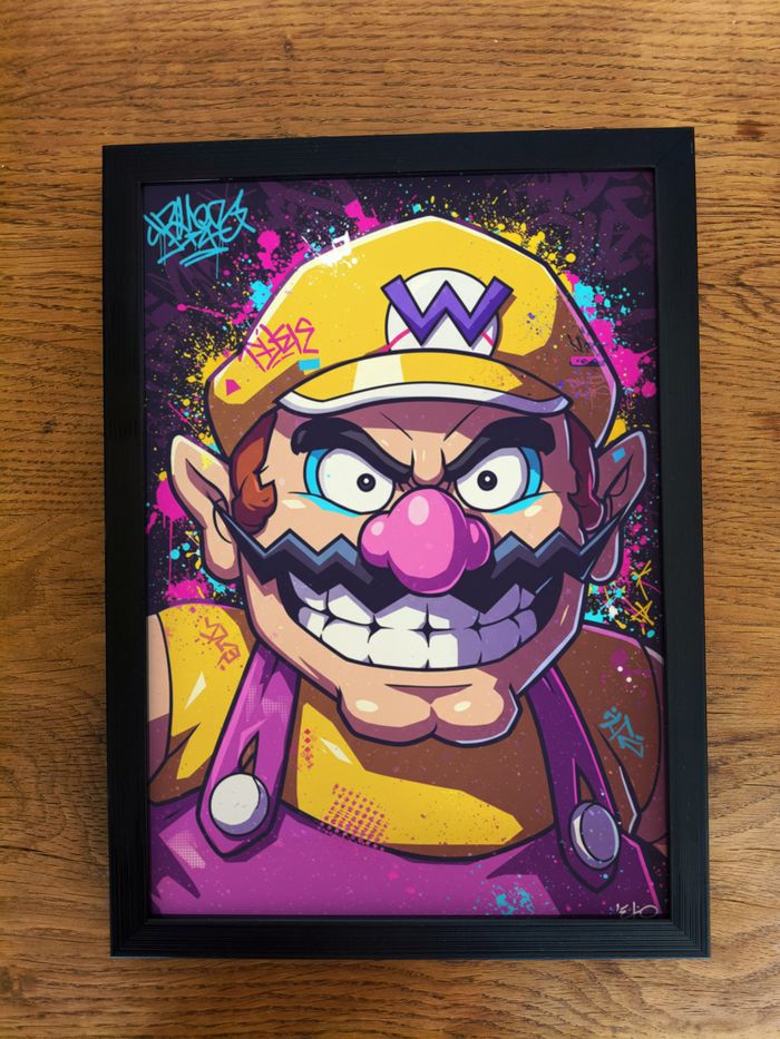 Affiche poster A4 (21×29,7 cm) Wario Mario Nintendo art mural street art coloré déco chambre gamer - photo numéro 3