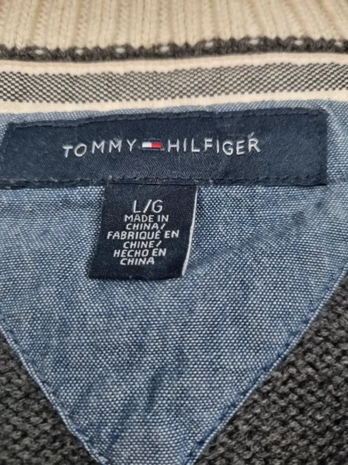 Gilet zippé Tommy Hilfiger gris – Taille L Hommes (mesures en photos) - photo numéro 5