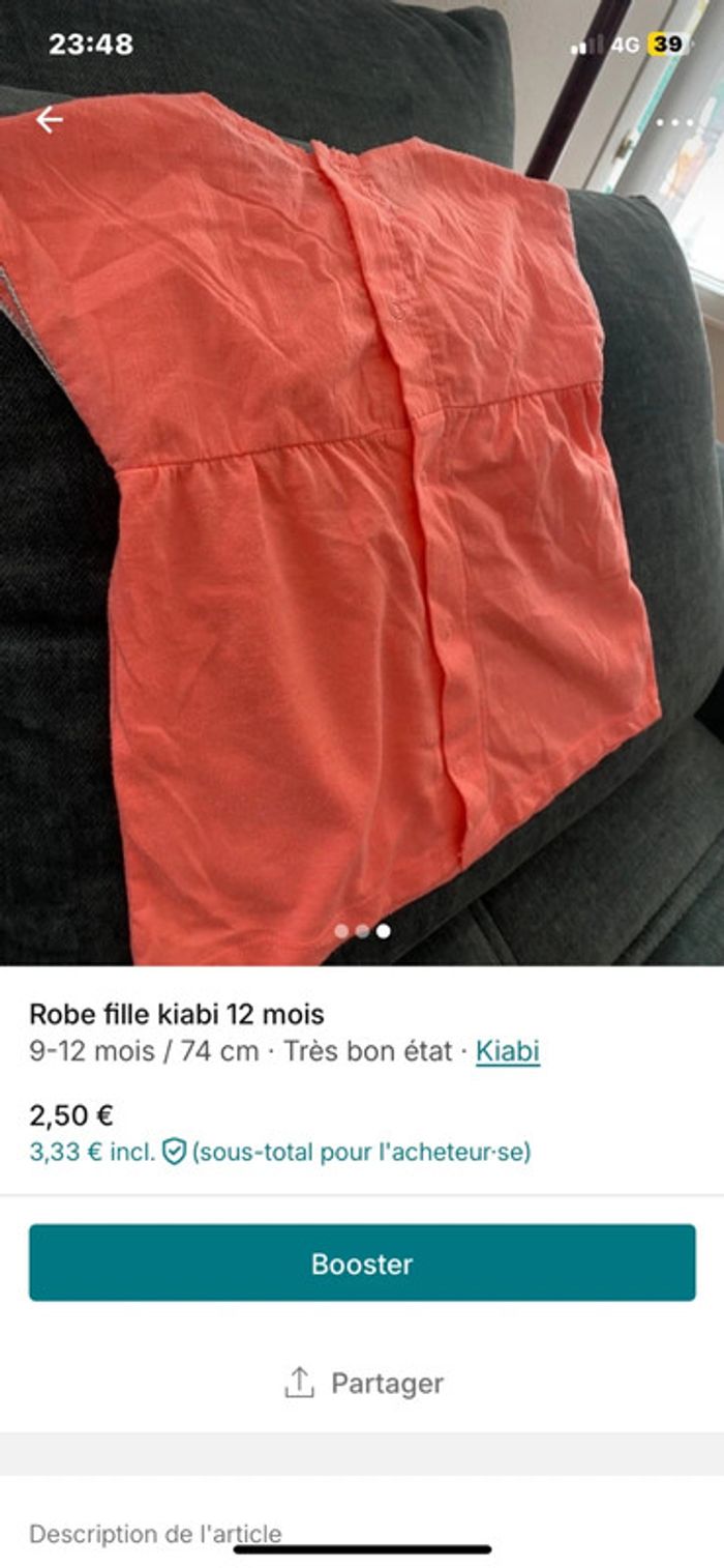 Robe saumon fille été 12 mois - photo numéro 3