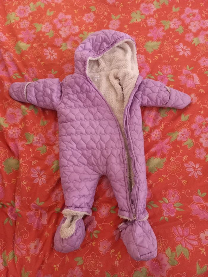 Combi Pilote bébé fille 3 mois a 6 mois mauve