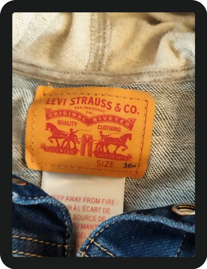 Veste en jeans à capuche bleu et gris Levi Strauss Taille 36 mois - photo numéro 5