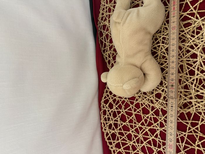 doudou peluche ours ecru beige billes - photo numéro 2