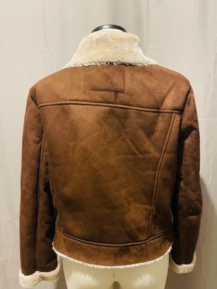 Veste style aviateur / peau lainée camel - photo numéro 2