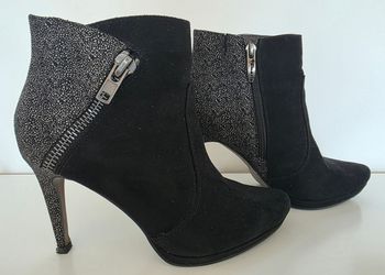 Bottines à talons pailletées Noir & Argent taille 38