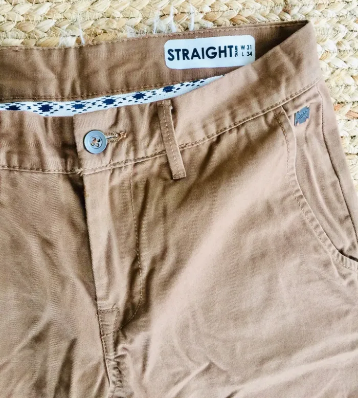 Pantalon chino marron/camel homme - photo numéro 3