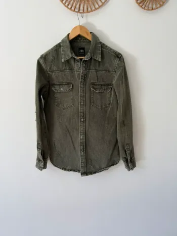 Sur chemise Zara jean kaki