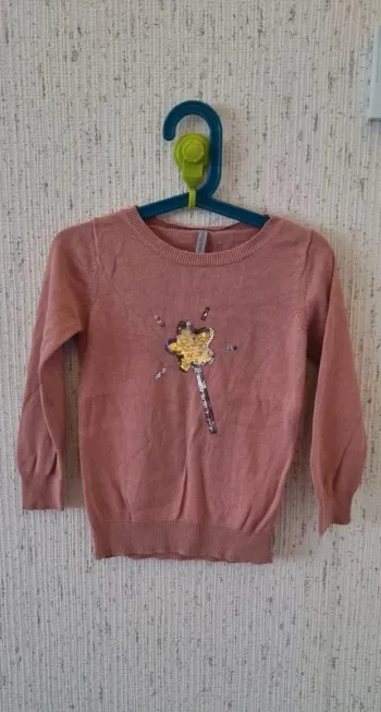 Pull léger taille 5 ans rose avec étoiles charlie & prune